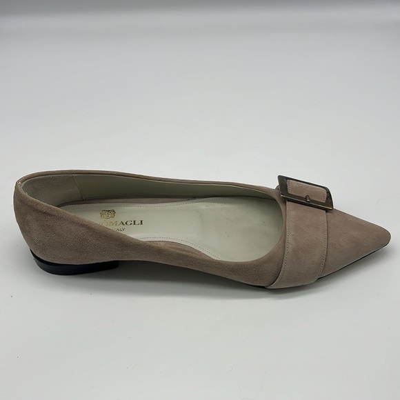 Brunomagli - Suede Light Grey Pointed Toe Buckle Made In Italy Ballet Flats 37.5 - Picture 16 of 16